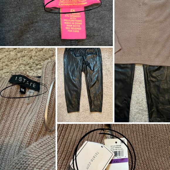 1.STATE Sweater XXL (NWT) + Black Faux Leather Leggings 2X Bundle Chic Neutral - Picture 1 of 2